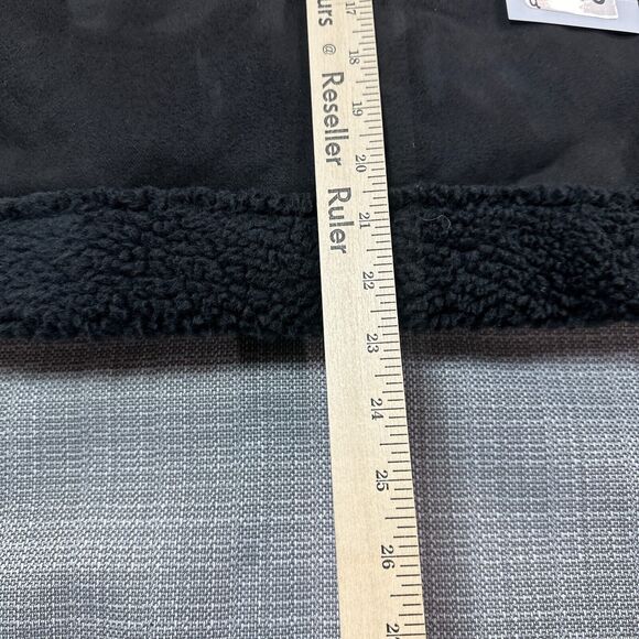 Faux Suede Jacket Womens Large Black Fleece Arms and Lining‎ Snap Up Cropped New - Picture 12 of 13